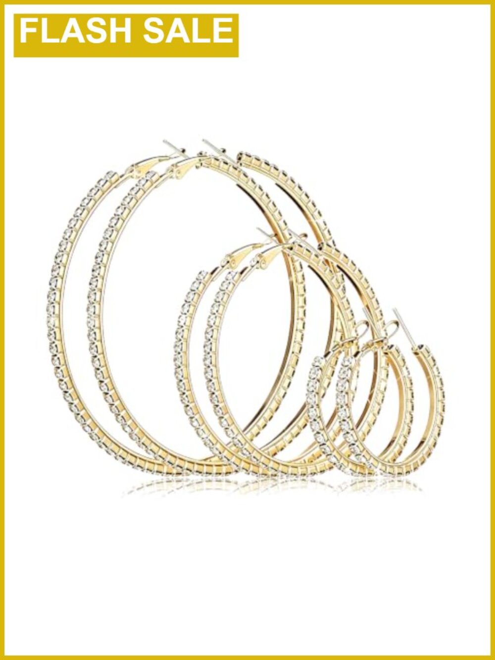 Rhinestone Hoop Earrings Set - 3 Pairs Shiny Sparkly for Women